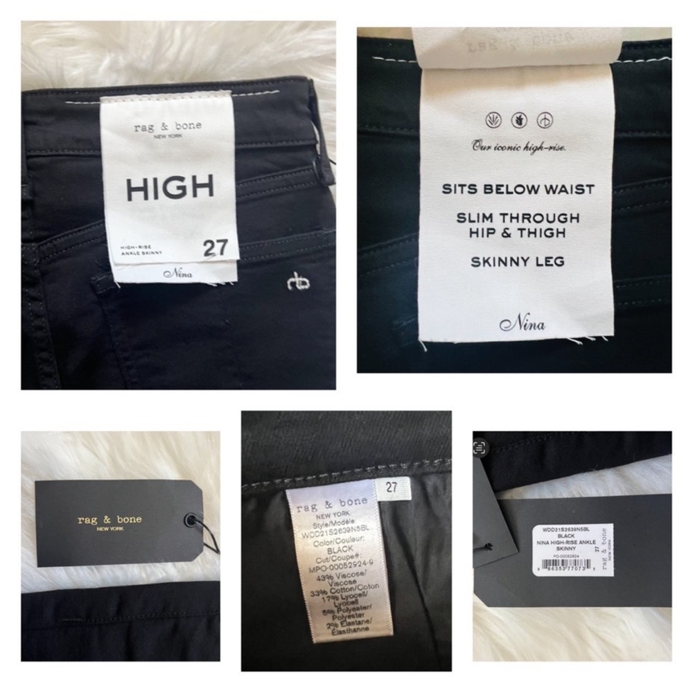 New! RAG & BONE Nina High Rise Distressed Hem Skinny Jeans - Picture 8 of 9